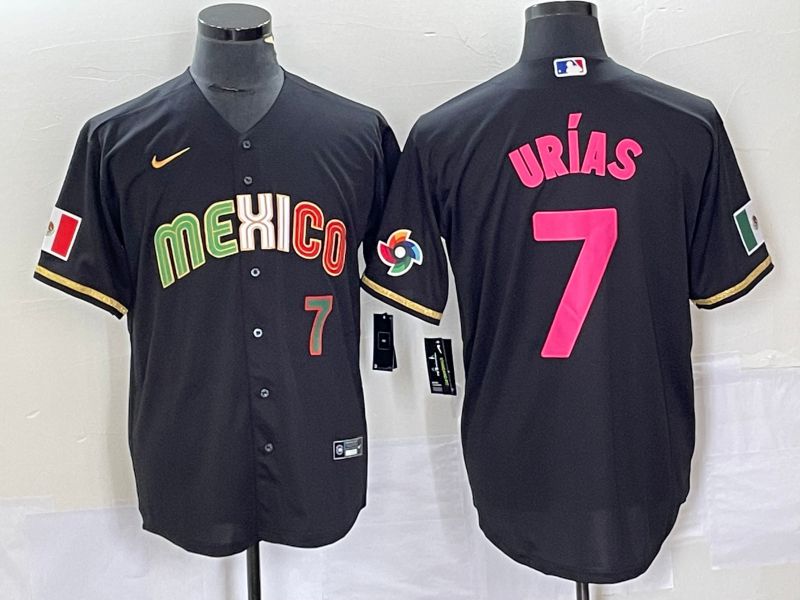 Men 2023 World Cub Mexico #7 Urias Black pink Nike MLB Jersey7